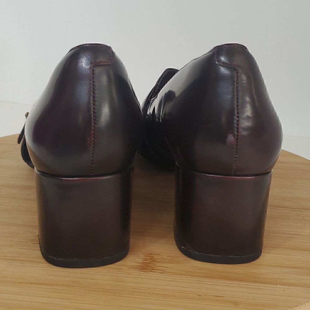 Clarks Artesian Tealia Maye Block Heel Aubergine Patent Leather Heel Pump 9M - Picture 9 of 15